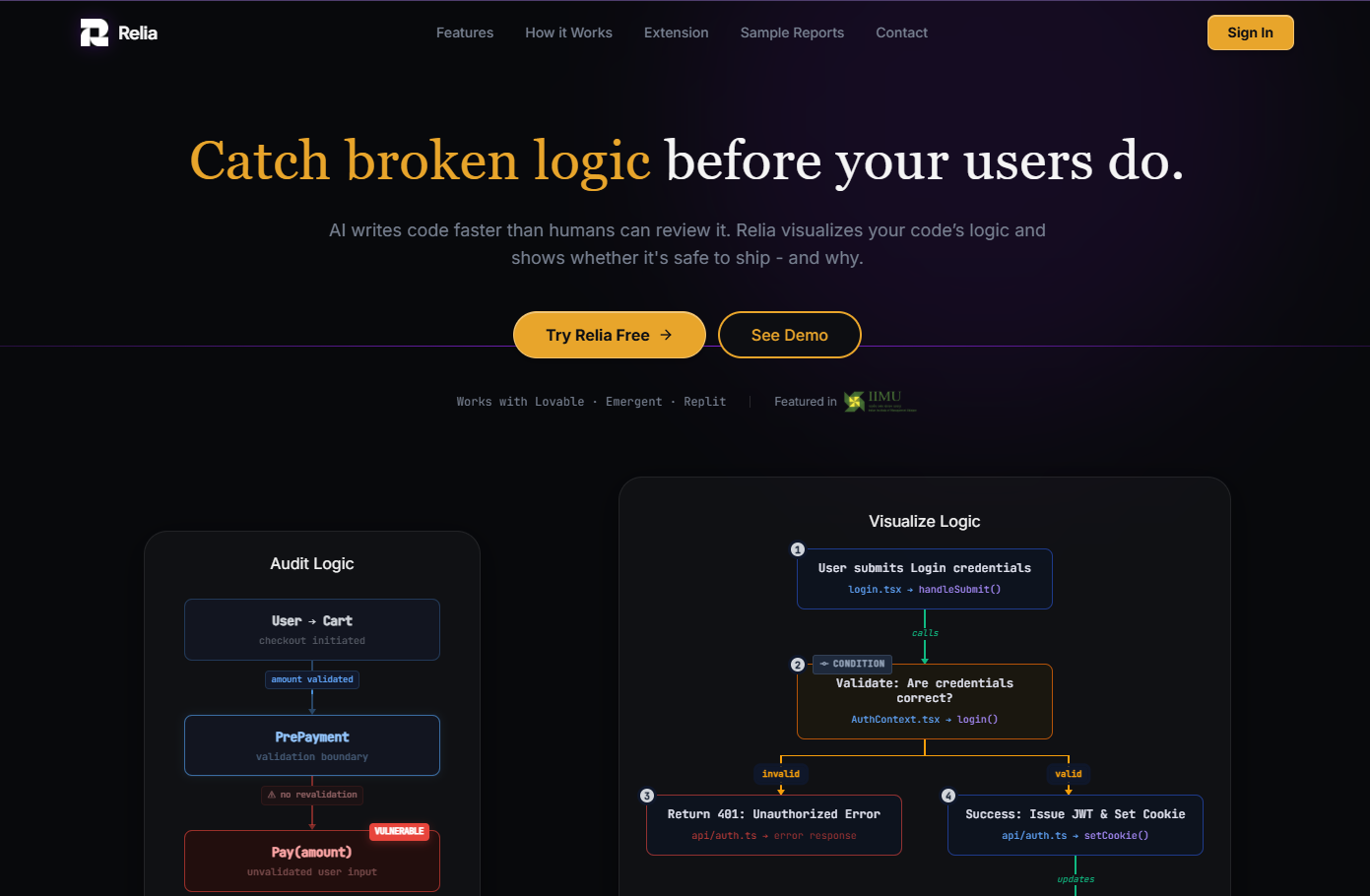 Relia Home Dashboard